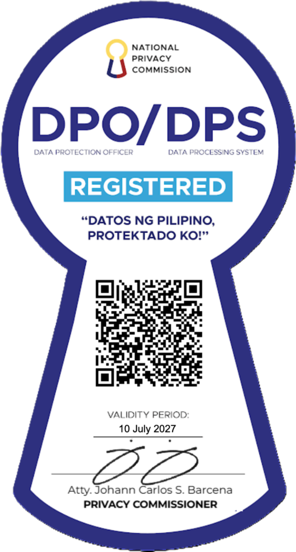 National Privacy Commission DPO/DPS Registered seal — valid through 10 July 2027